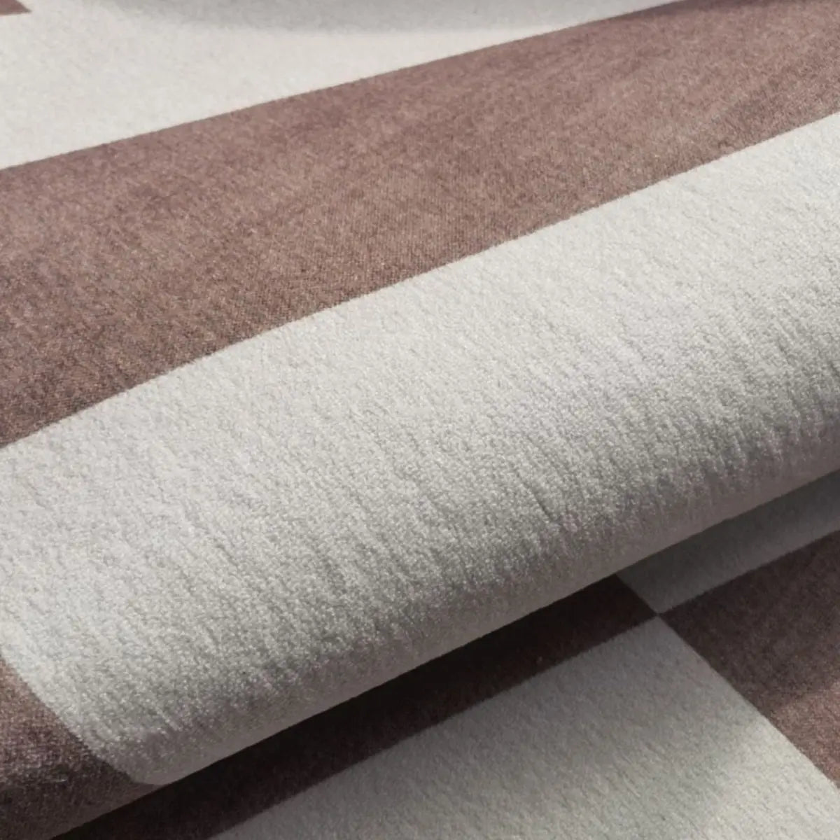 Modern Geometric Pattern Brown and White Area Rug Image - 10