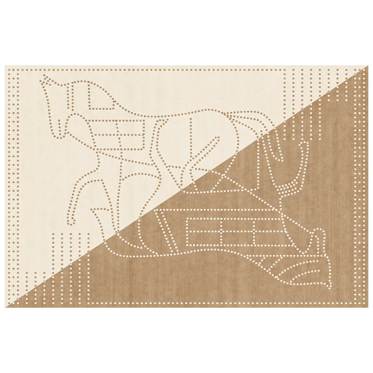 Modern Geometric Pattern Brown and White Area Rug Image - 3