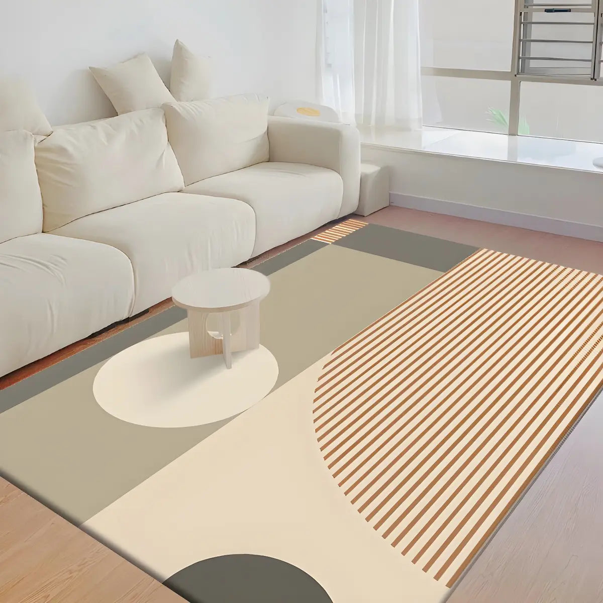 Modern Geometric Polyester Blue Anti-Slip Area Rug Image - 3