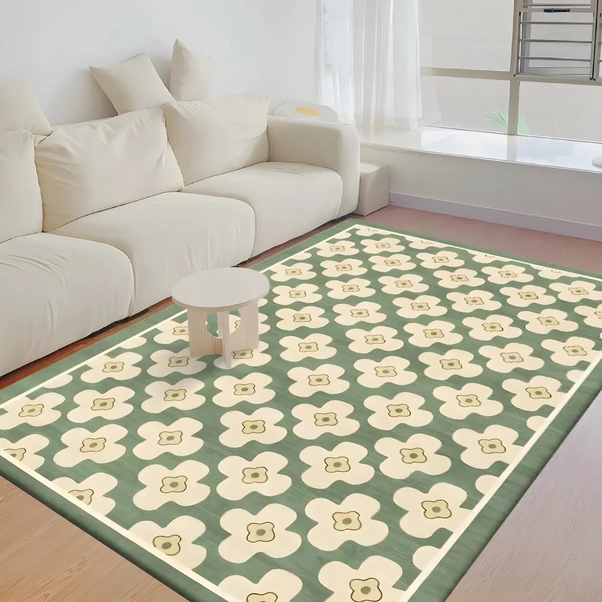 Modern Geometric Polyester Blue Anti-Slip Area Rug Image - 4