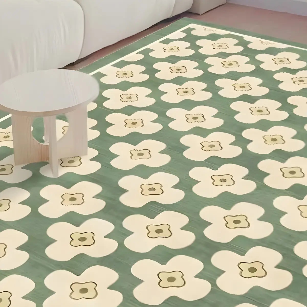 Modern Geometric Polyester Blue Anti-Slip Area Rug Image - 7