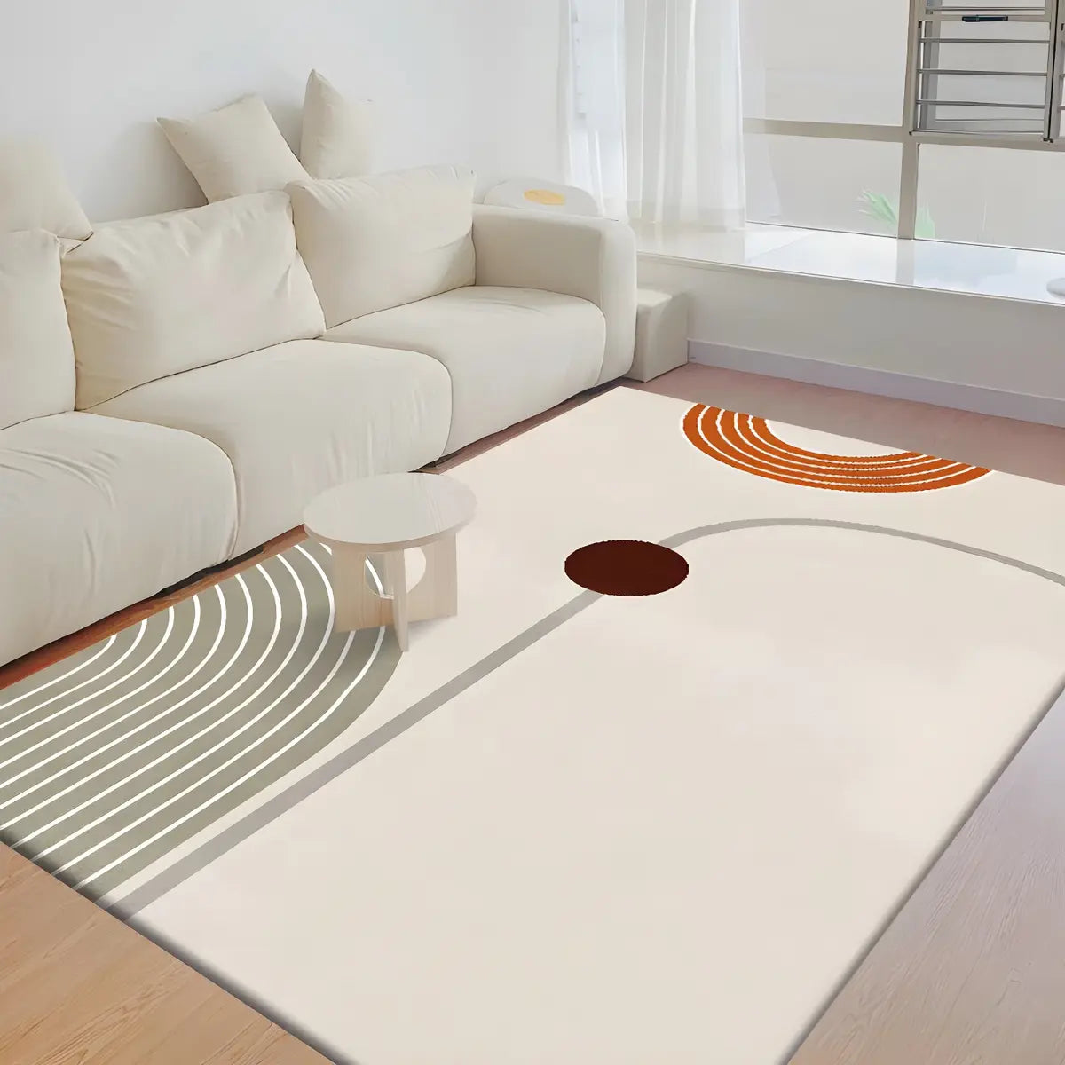 Modern Geometric Polyester Blue Anti-Slip Area Rug Image - 9