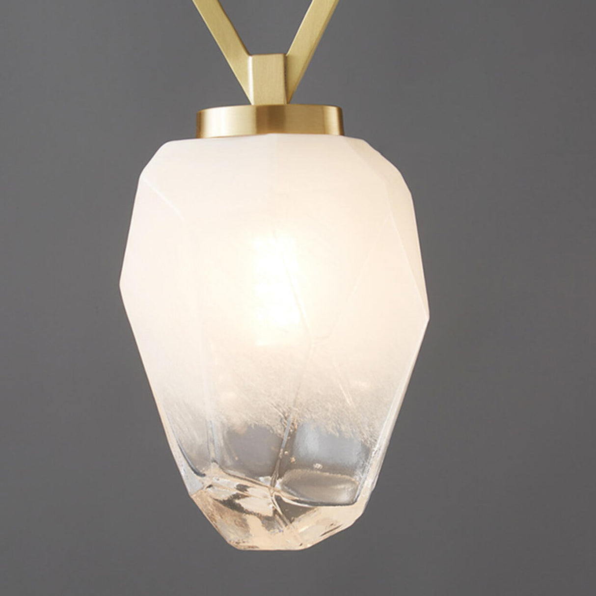 Modern Geometric White Glass Pendant Light Adjustable Cord Image - 12