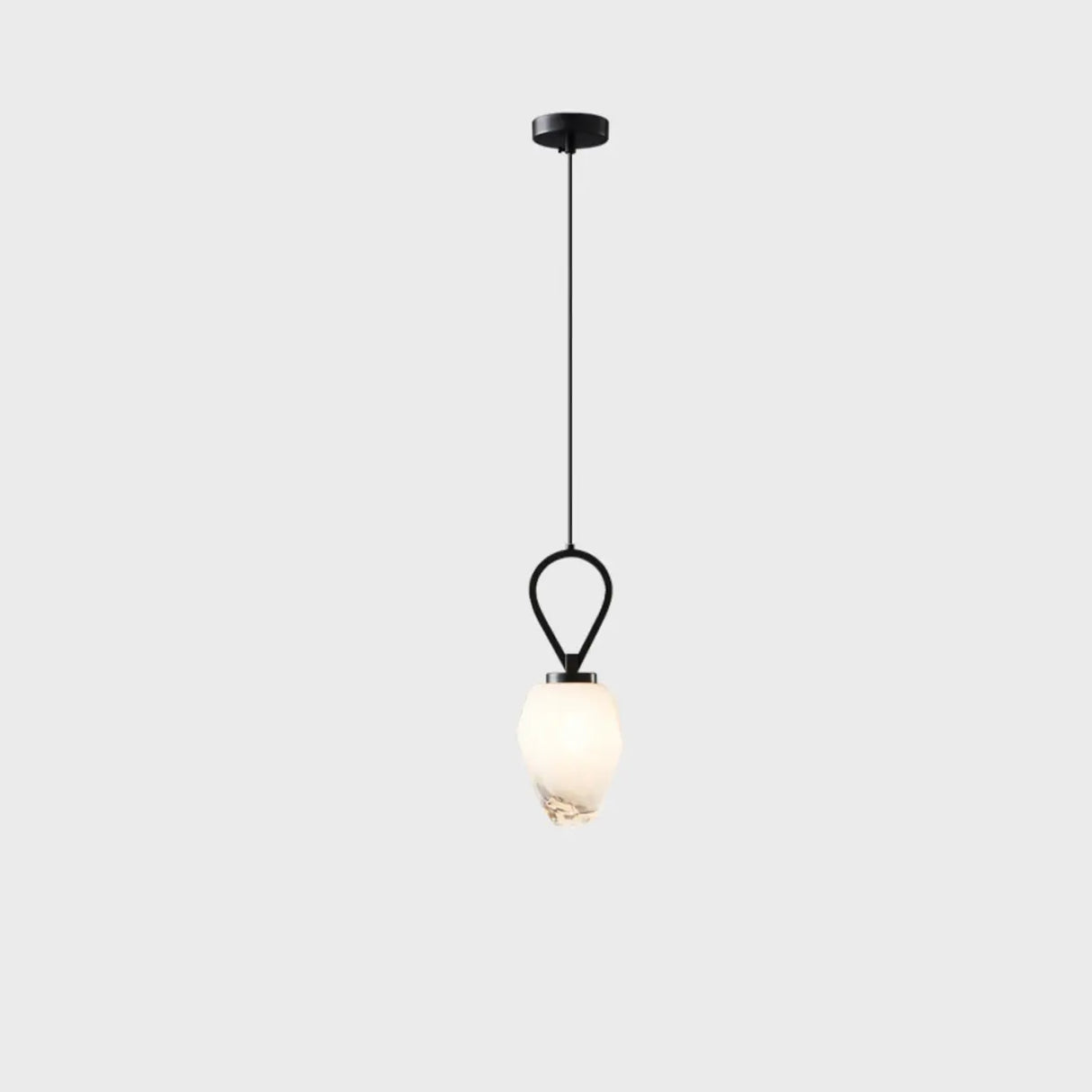 Modern Geometric White Glass Pendant Light Adjustable Cord Image - 4