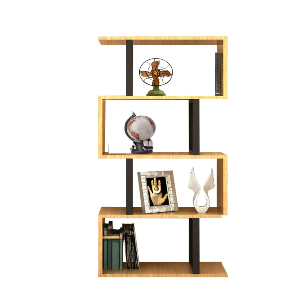 Modern Geometric Wood Grain Vertical Storage Bookcase Image - 11