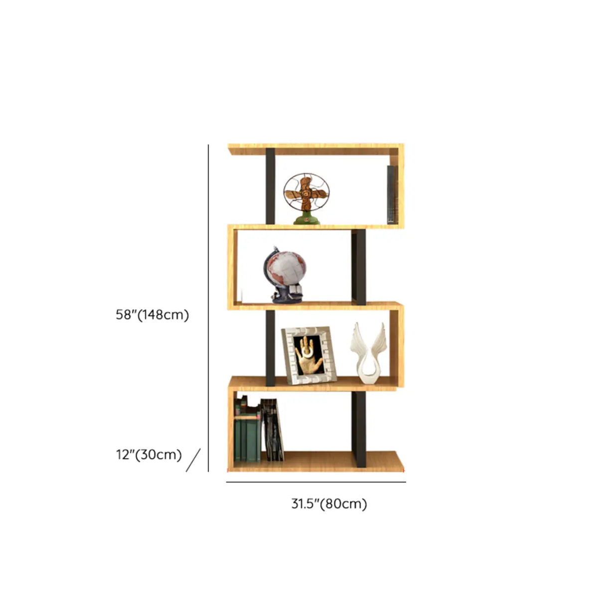 Modern Geometric Wood Grain Vertical Storage Bookcase Image - 22