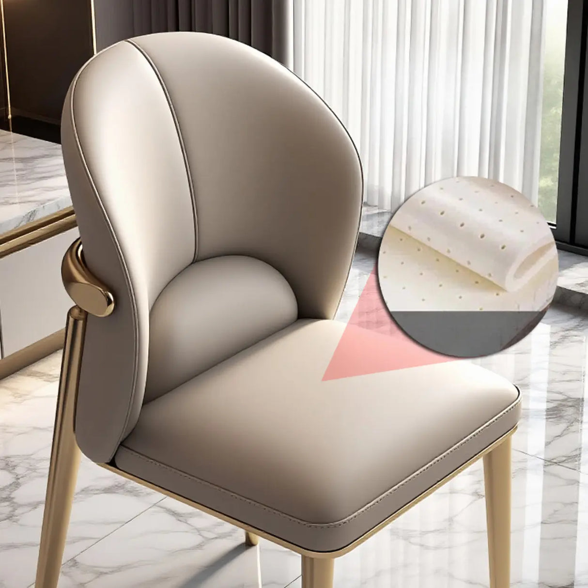 Modern Glam Faux Leather Upholstered Back Armless Dining Chair Image - 12