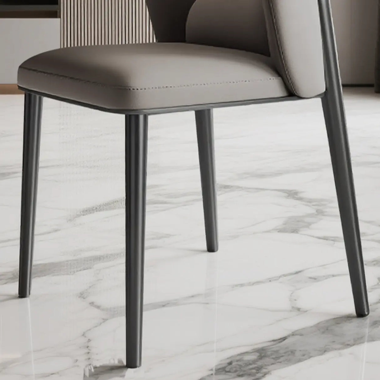 Modern Glam Faux Leather Upholstered Back Armless Dining Chair Image - 14