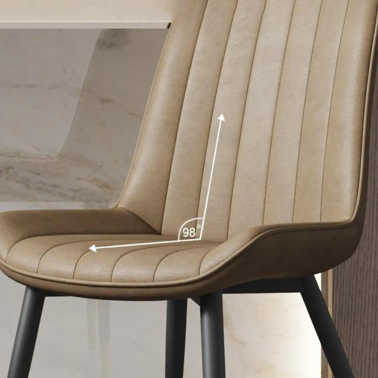 Modern Glam Leather Upholstered Dining Chair with Metal Legs Image - 13