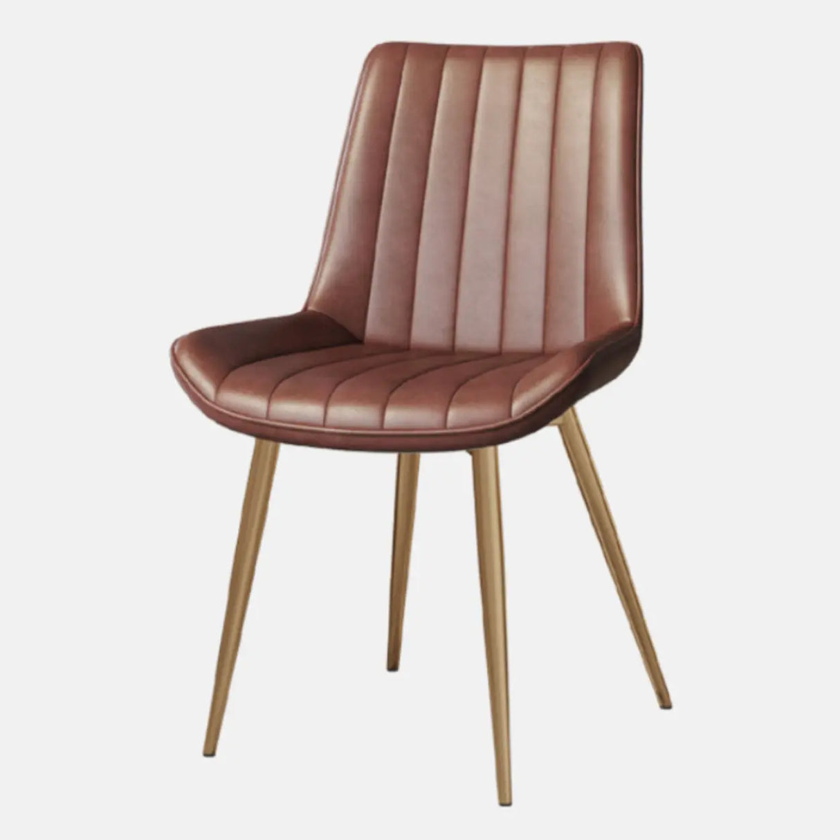 Modern Glam Leather Upholstered Dining Chair with Metal Legs Image - 15