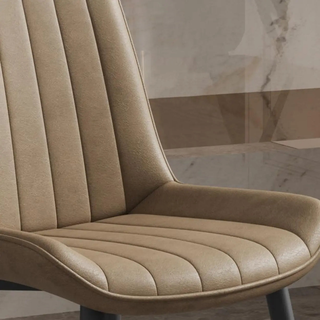 Modern Glam Leather Upholstered Dining Chair with Metal Legs Image - 16