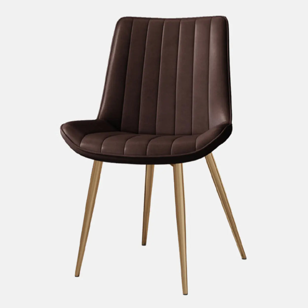 Modern Glam Leather Upholstered Dining Chair with Metal Legs Image - 17