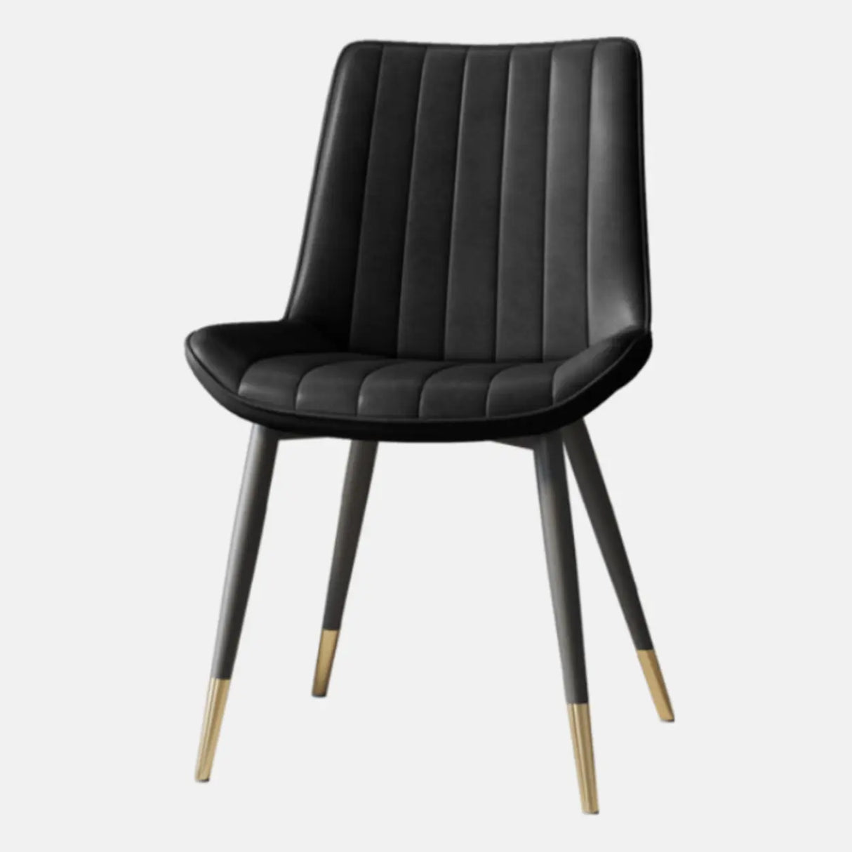 Modern Glam Leather Upholstered Dining Chair with Metal Legs Image - 2
