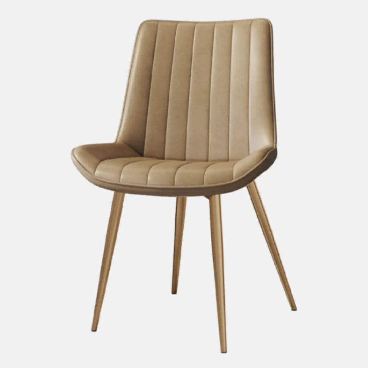 Modern Glam Leather Upholstered Dining Chair with Metal Legs Image - 21