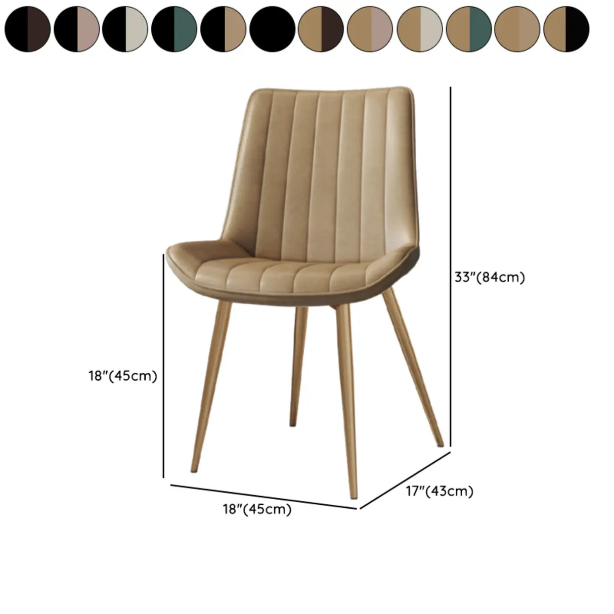 Modern Glam Leather Upholstered Dining Chair with Metal Legs