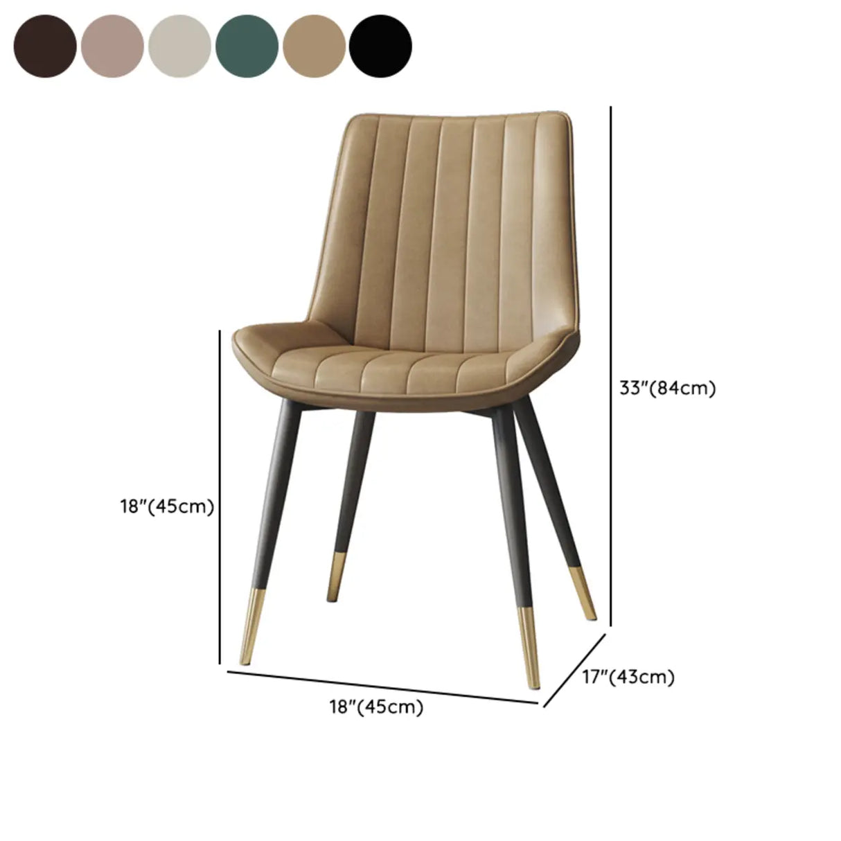 Modern Glam Leather Upholstered Dining Chair with Metal Legs Image - 29