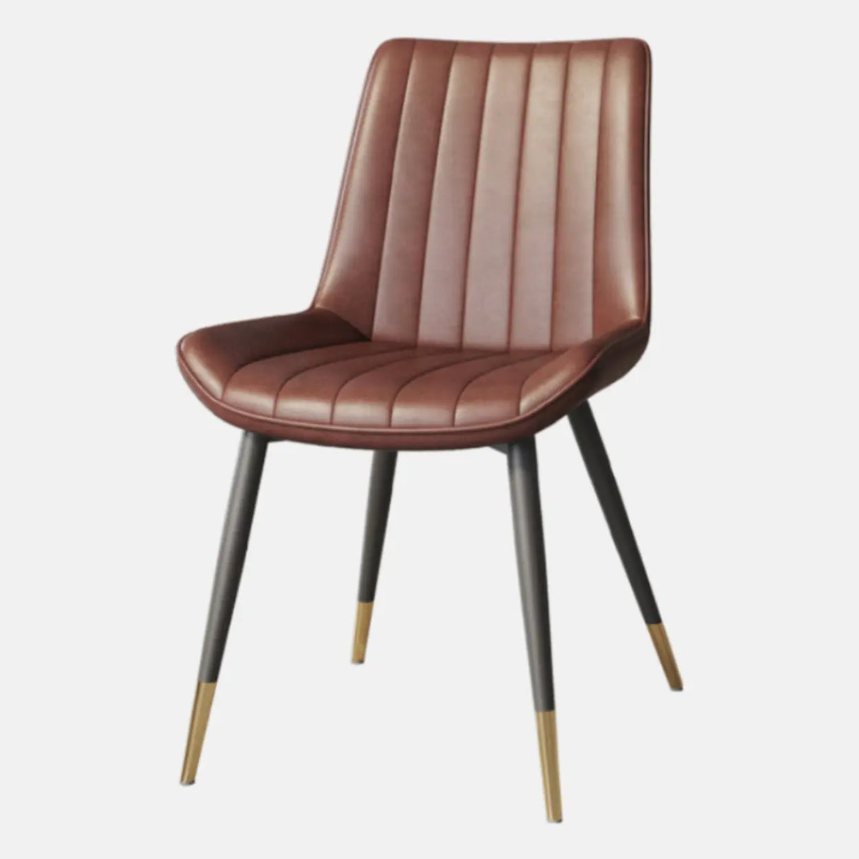 Modern Glam Leather Upholstered Dining Chair with Metal Legs Image - 3