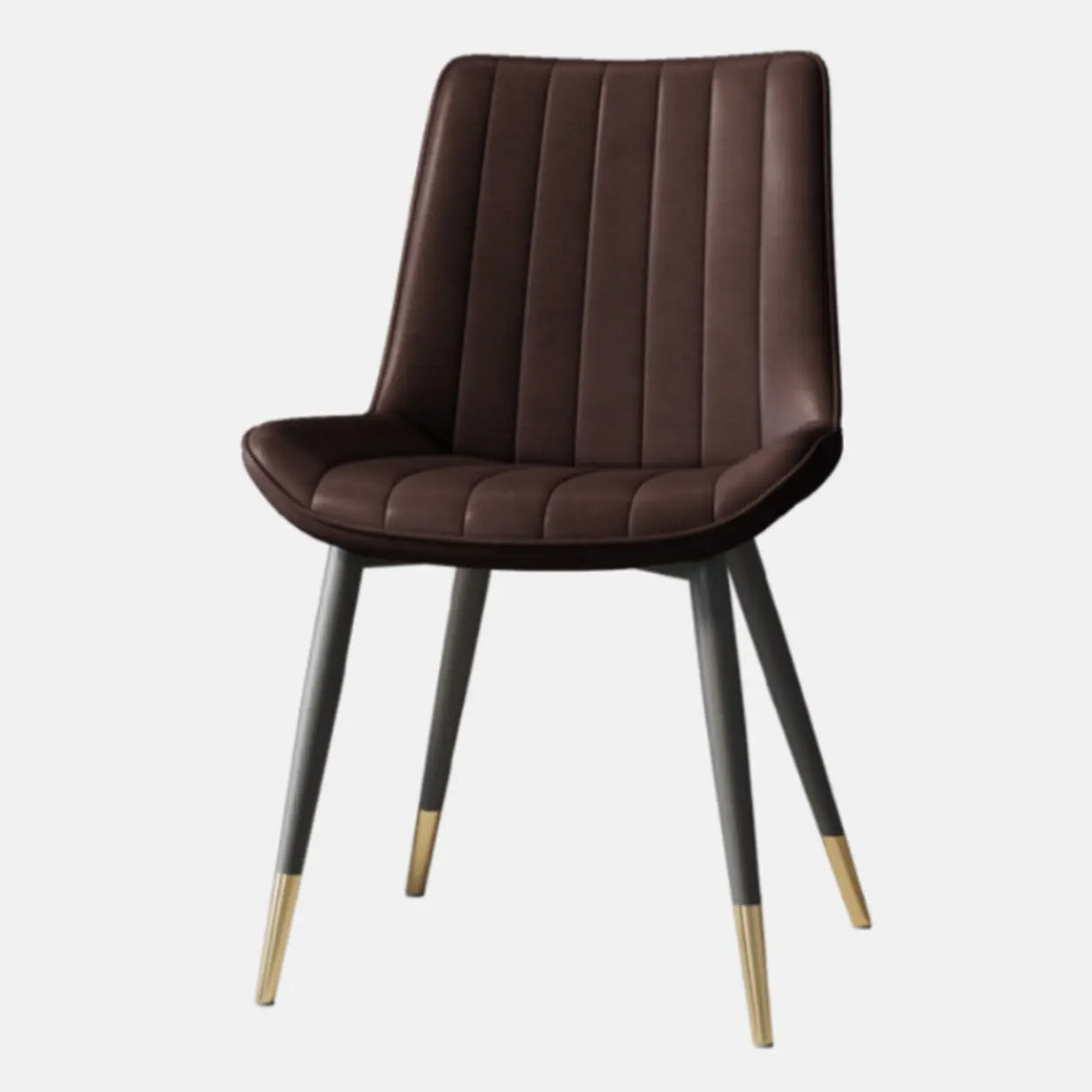 Modern Glam Leather Upholstered Dining Chair with Metal Legs Image - 5