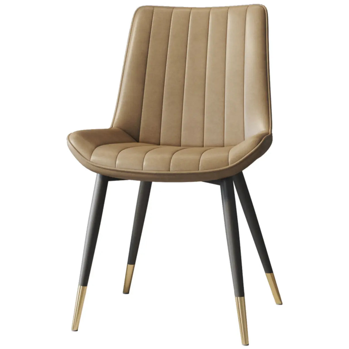 Modern Glam Leather Upholstered Dining Chair with Metal Legs Image - 9