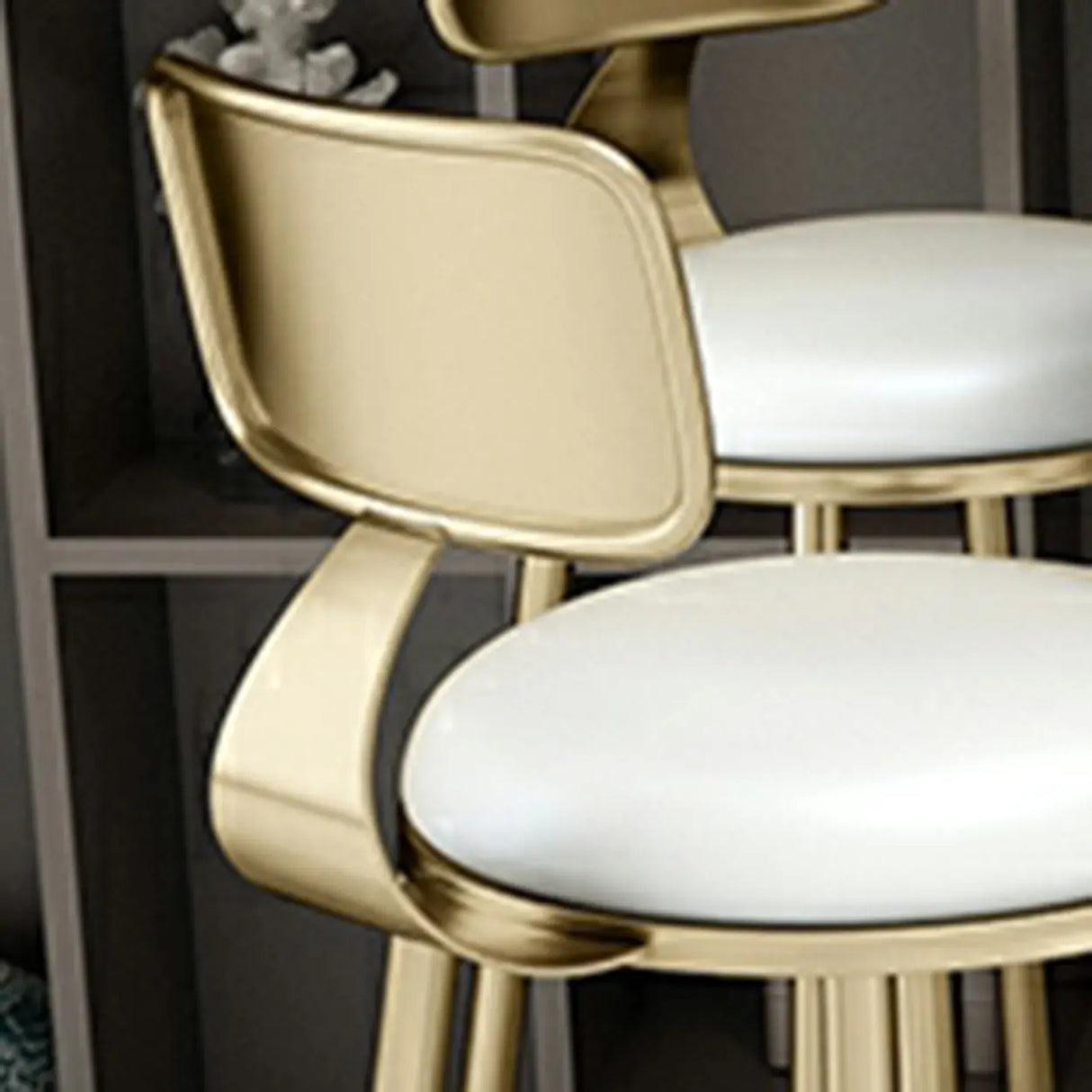 Modern Glam Round Low Back Gold Metal Armless Bar Stool Image - 8