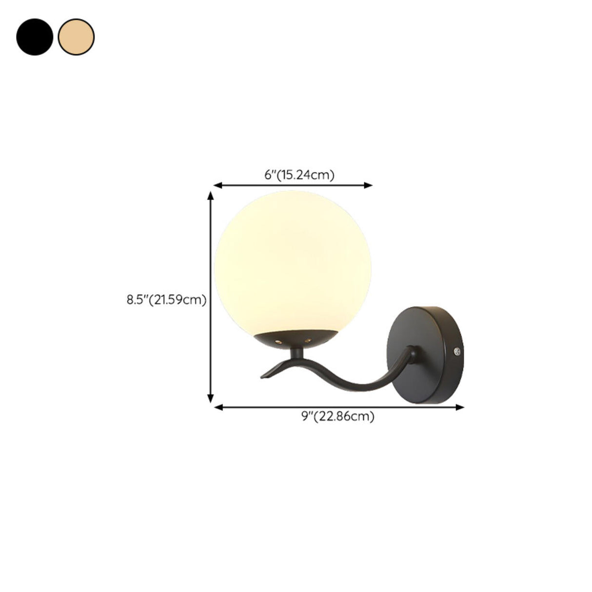 Modern Glass Globe Gold Metal Vanity Sconce Light