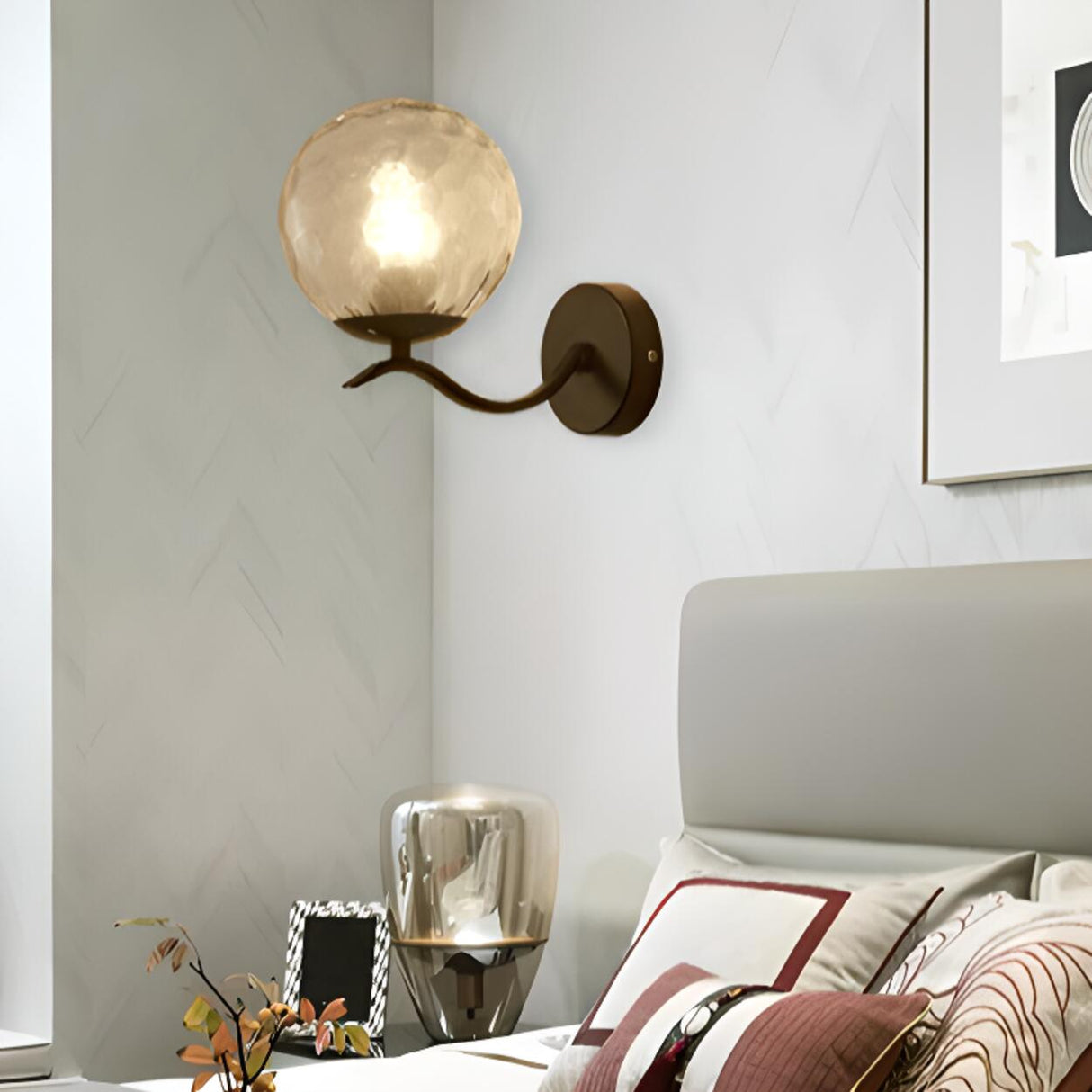 Modern Glass Globe Gold Metal Vanity Sconce Light Image - 4