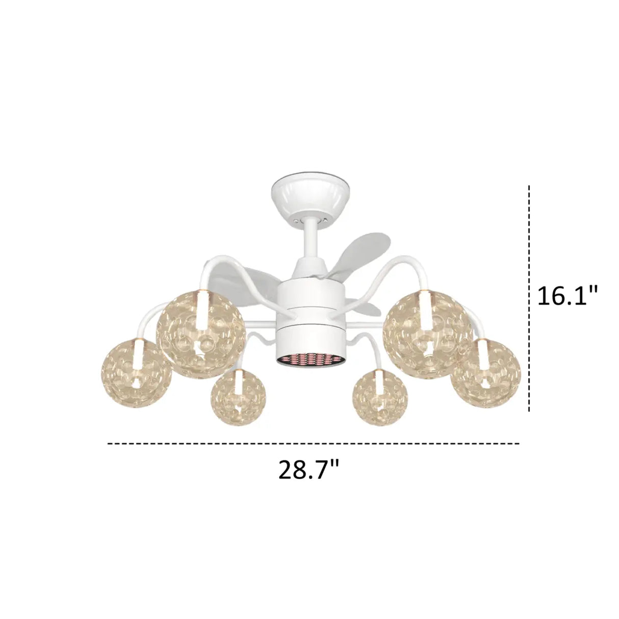 Modern Glass Globe Reversible Adjustable Ceiling Fan Light