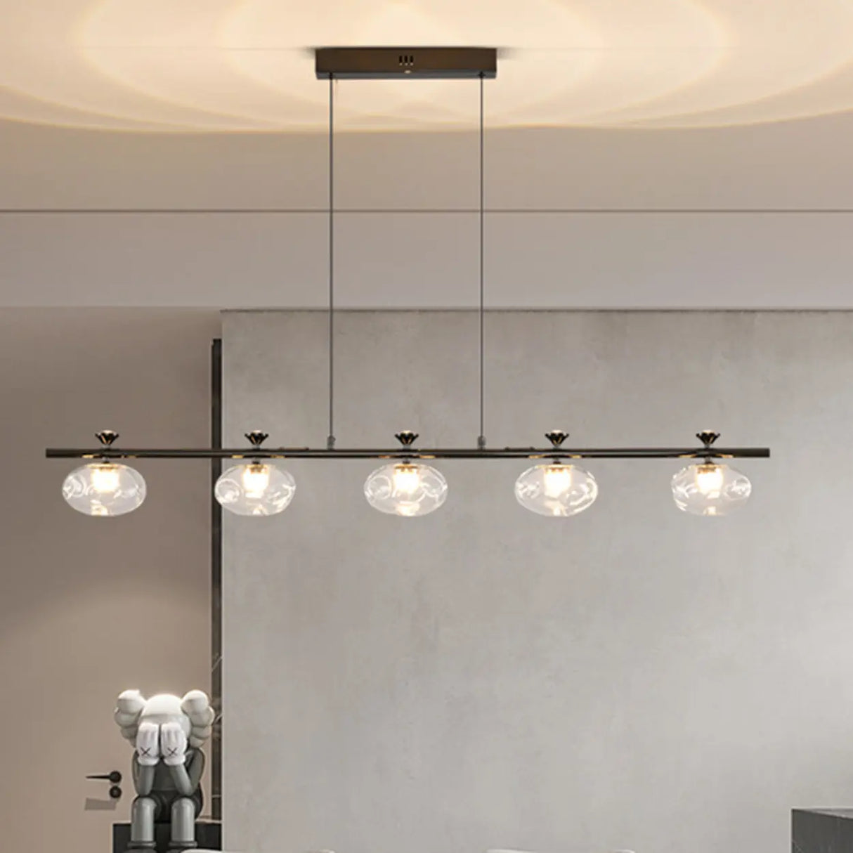 Modern Glass Pendant Light Fixture, 5-Light Dining Chandelier Image - 1