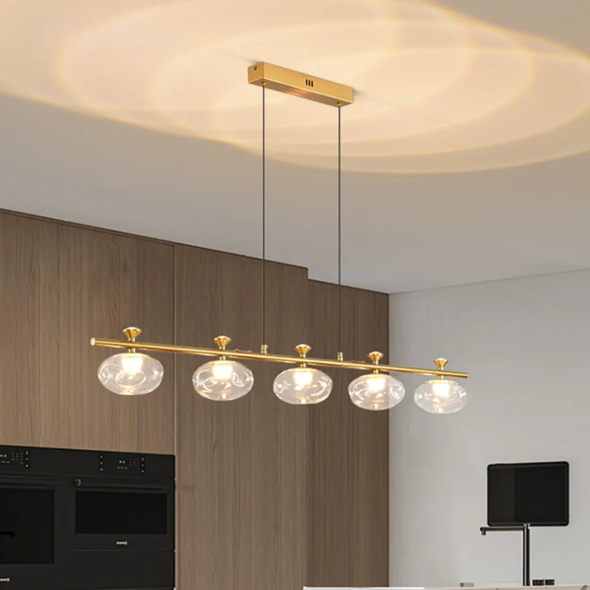 Modern Glass Pendant Light Fixture, 5-Light Dining Chandelier Image - 4