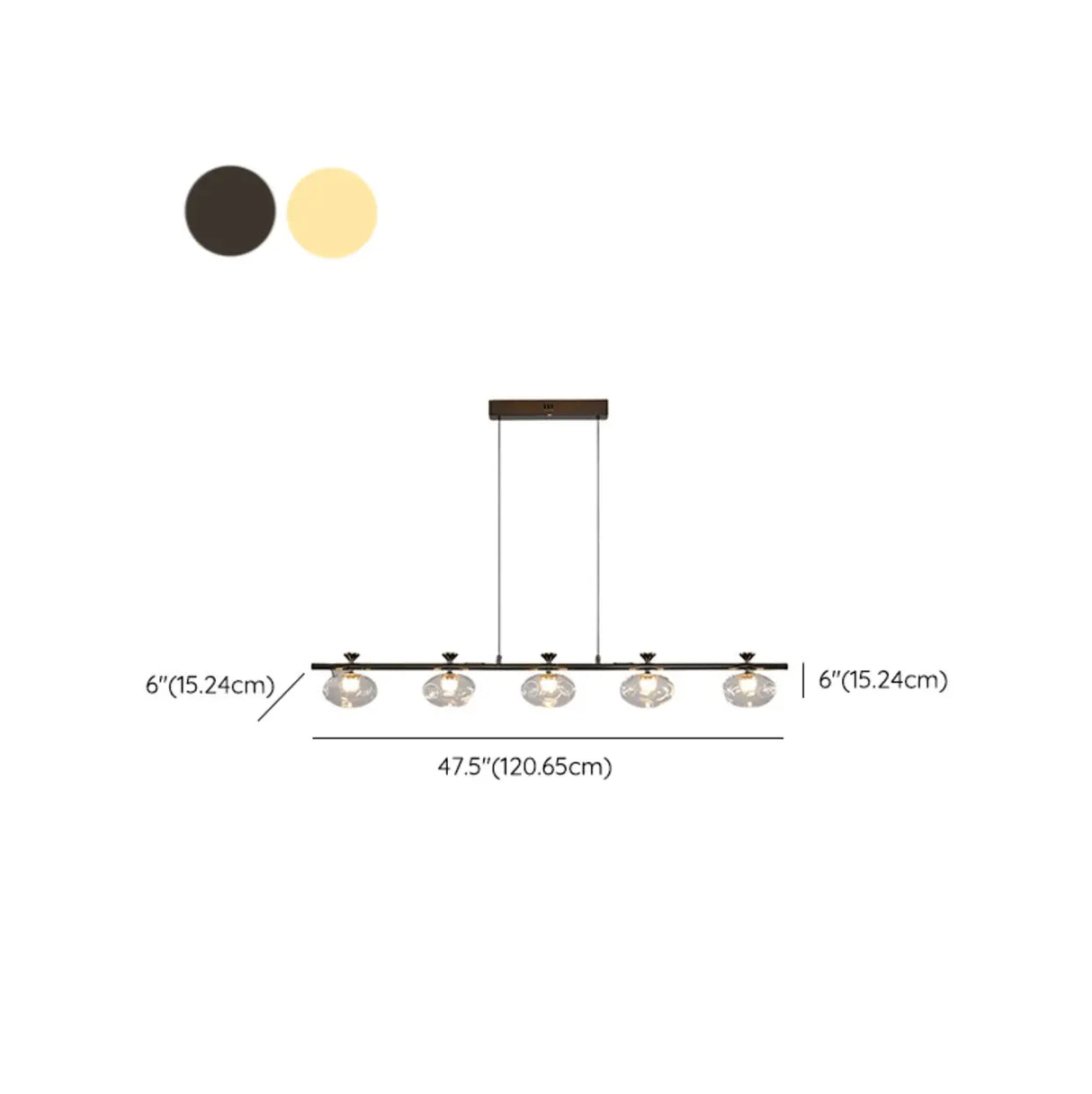 Modern Glass Pendant Light Fixture, 5-Light Dining Chandelier