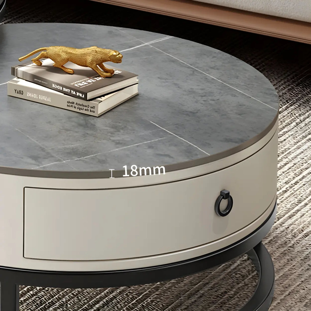 Modern Glass Round Steel Frame Nesting Coffee Tables Image - 12