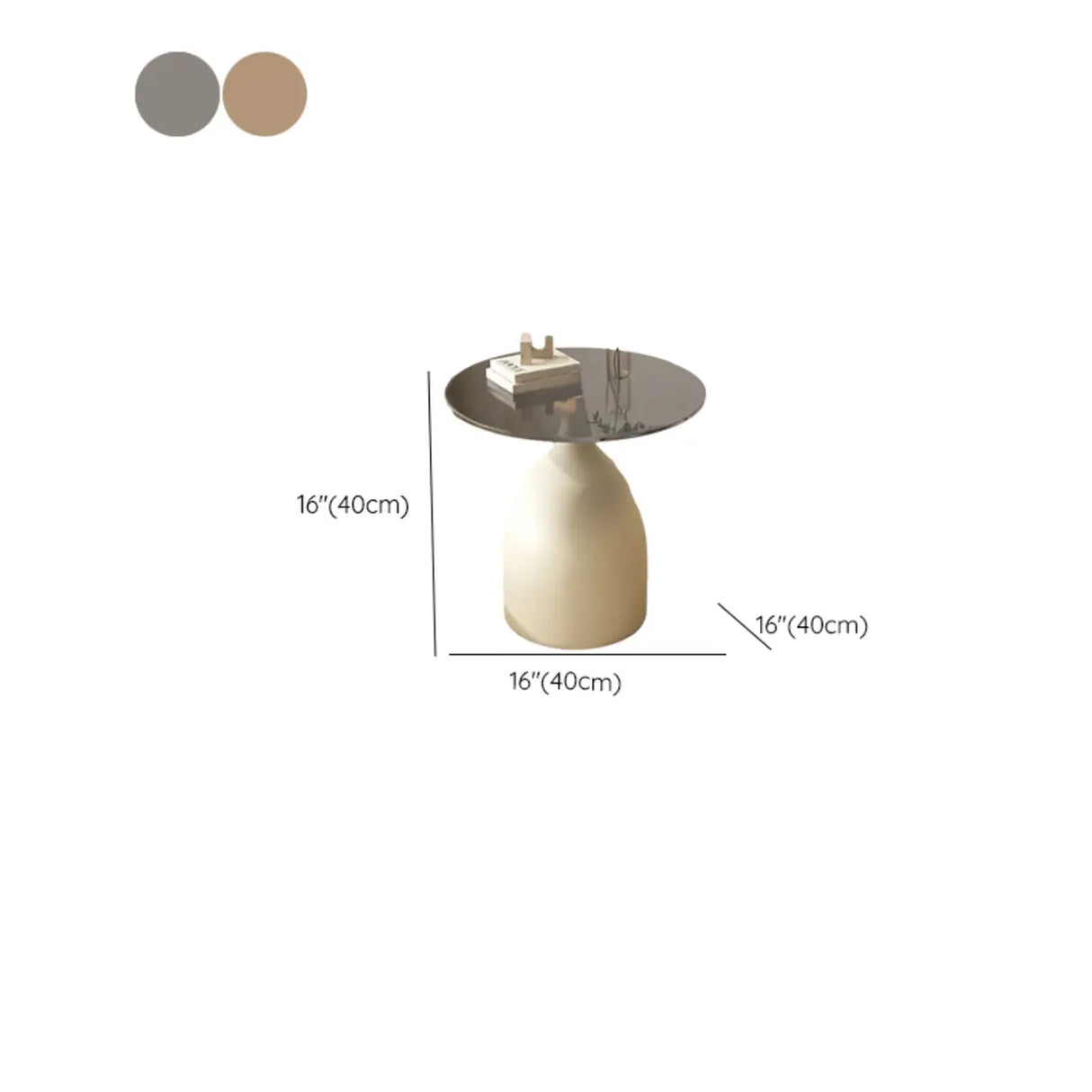 Modern Glass Tabletop Pedestal Base Circular Side Table Image - 15