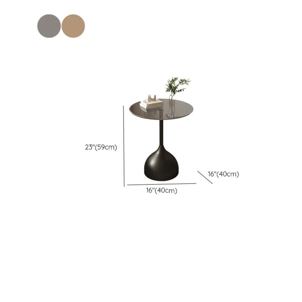 Modern Glass Tabletop Pedestal Base Circular Side Table Image - 16