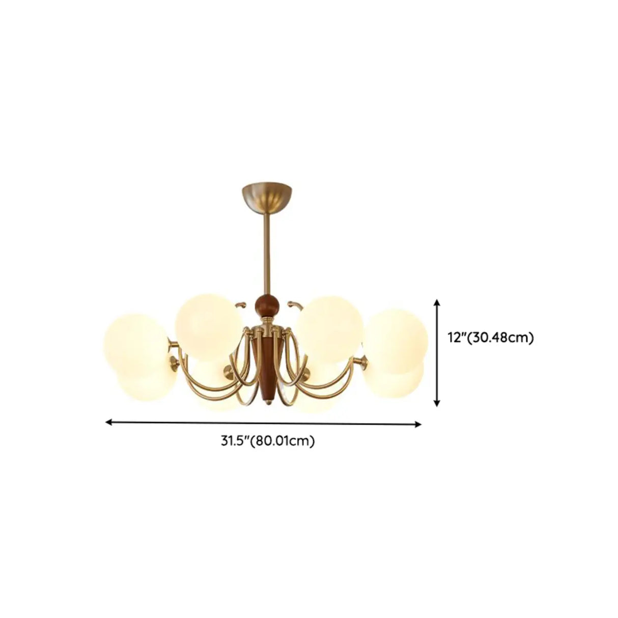 Modern Globe Chandelier, 10-Light Gold Ceiling Fixture Image - 13