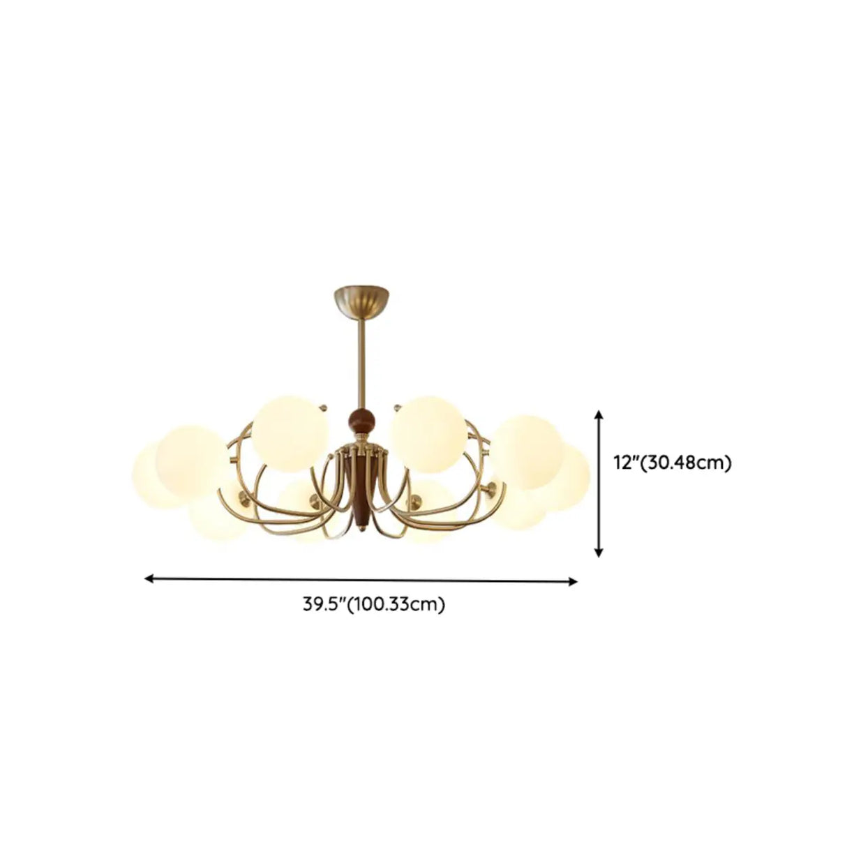 Modern Globe Chandelier, 10-Light Gold Ceiling Fixture Image - 14