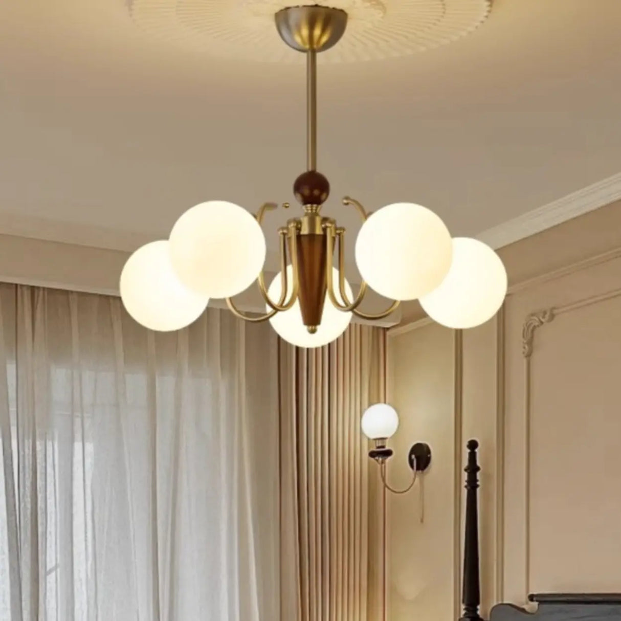 Modern Globe Chandelier, 10-Light Gold Ceiling Fixture Image - 4