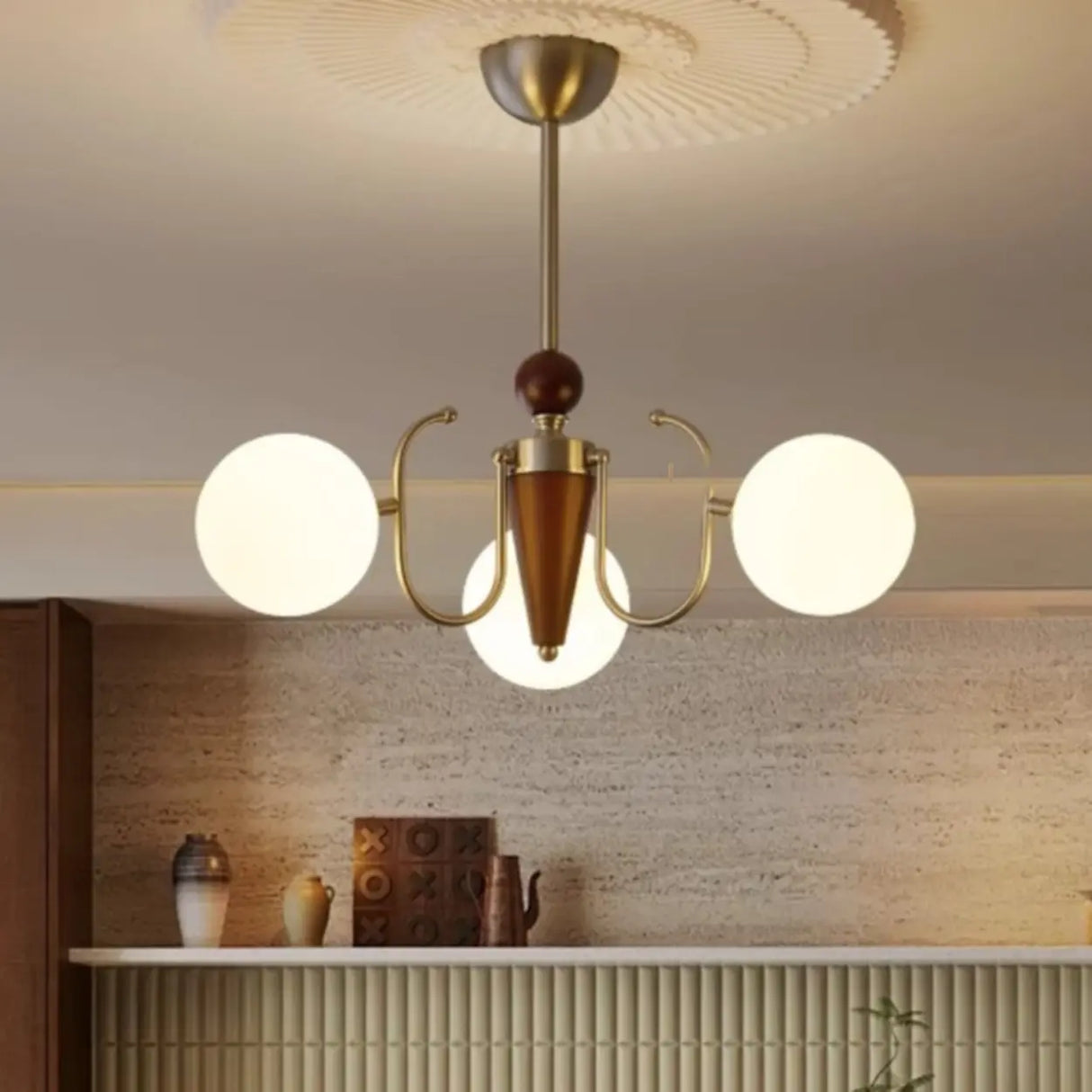 Modern Globe Chandelier, 10-Light Gold Ceiling Fixture Image - 6