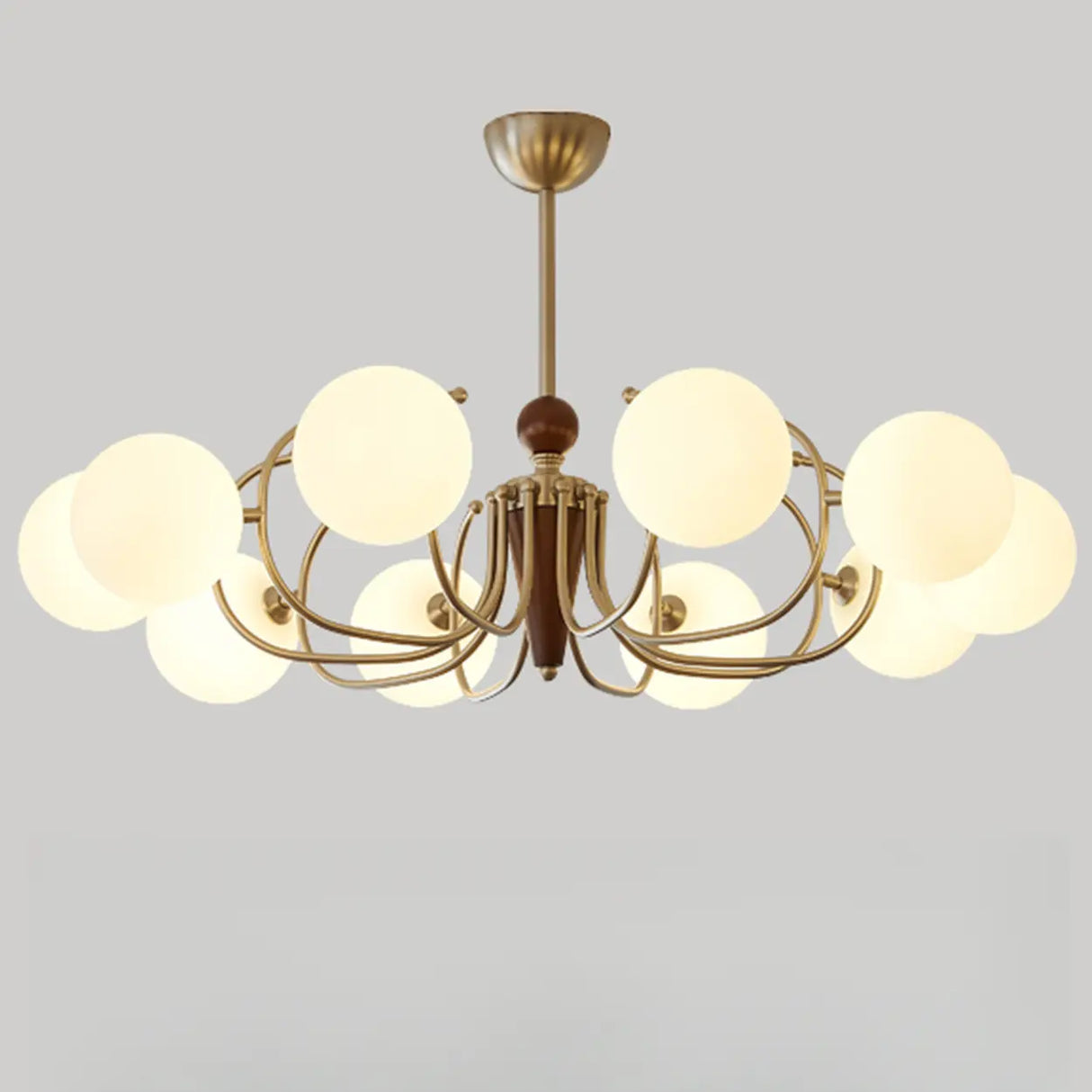 Modern Globe Chandelier, 10-Light Gold Ceiling Fixture Image - 7