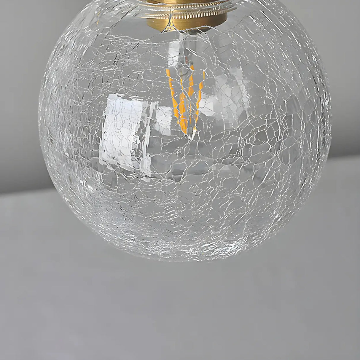 Modern Globe Crackle Clear Glass Pendant Light Image - 10