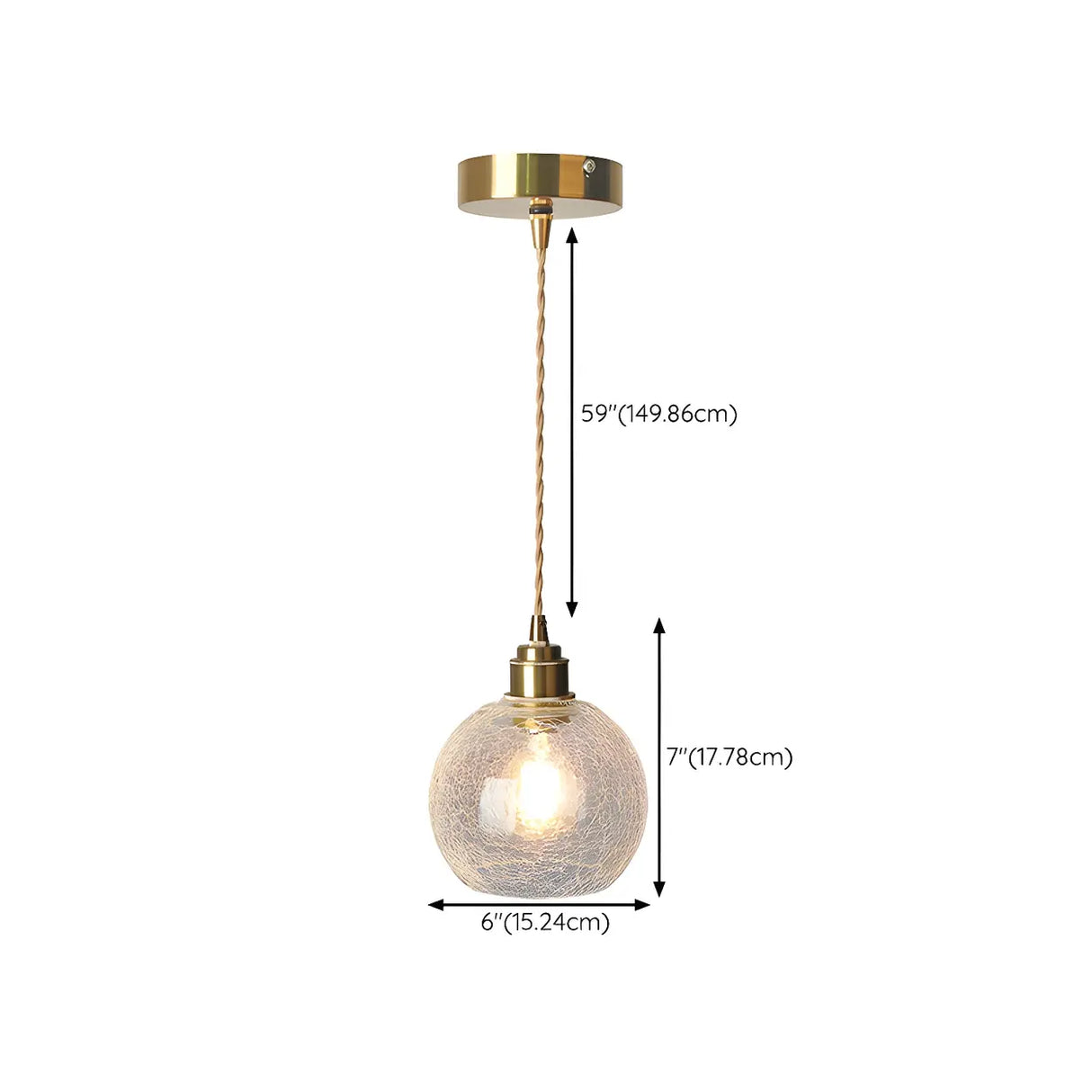 Modern Globe Crackle Clear Glass Pendant Light