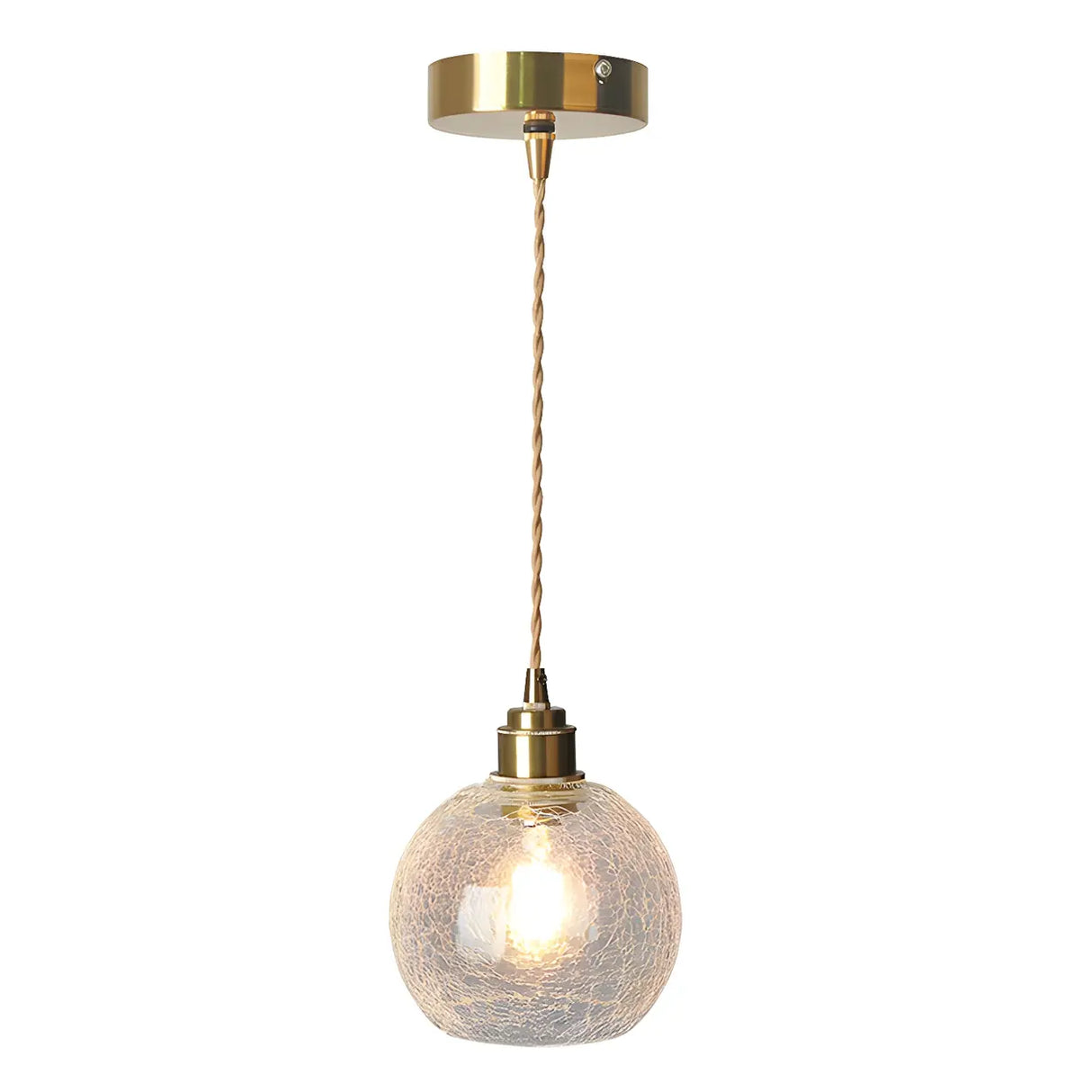 Modern Globe Crackle Clear Glass Pendant Light Image - 6