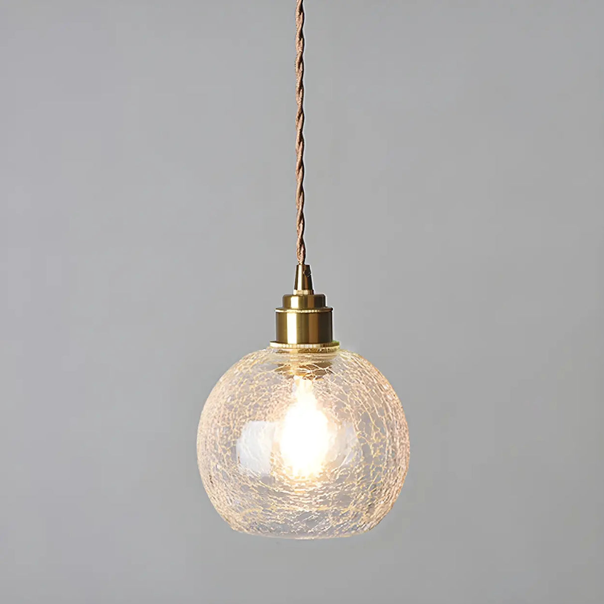 Modern Globe Crackle Clear Glass Pendant Light Image - 7