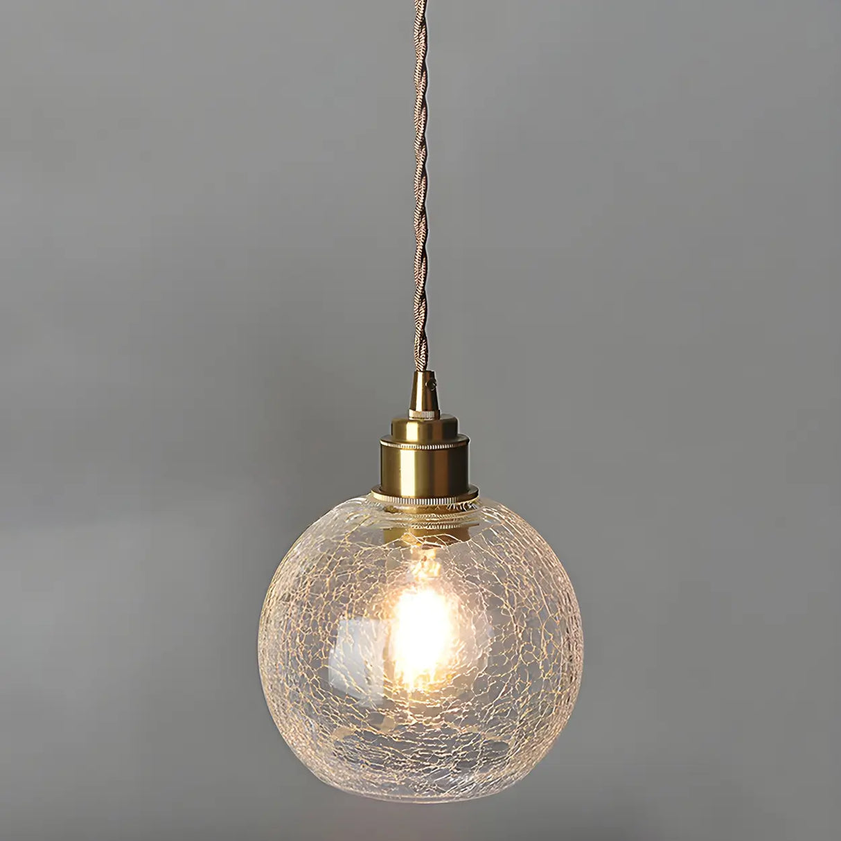 Modern Globe Crackle Clear Glass Pendant Light Image - 8
