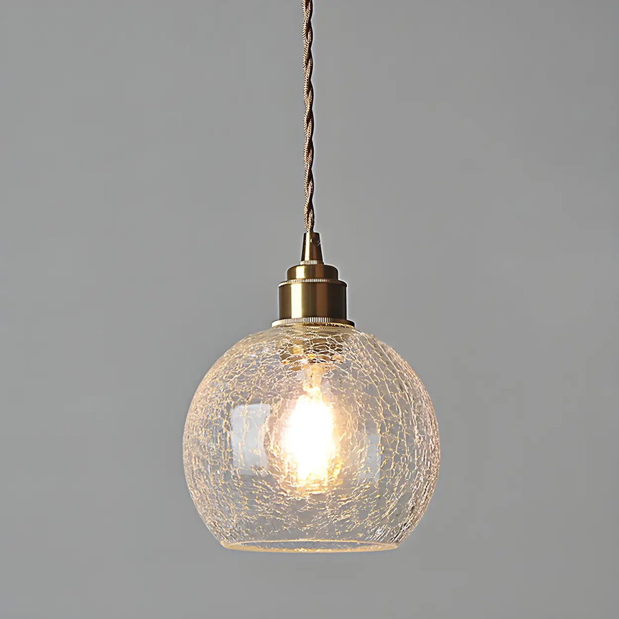 Modern Globe Crackle Clear Glass Pendant Light Image - 9