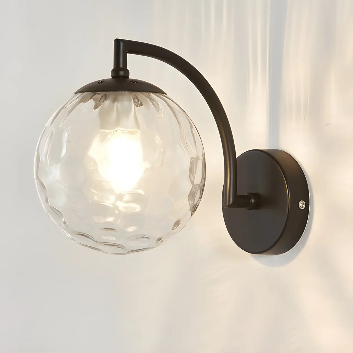 Modern Globe Glass Wall Light with Black Finish Image - 10