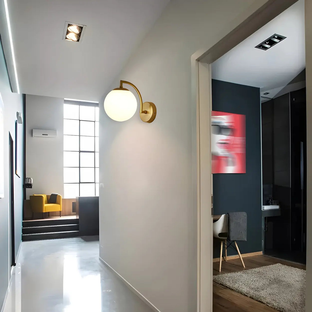 Modern Globe Glass Wall Light with Black Finish Image - 21