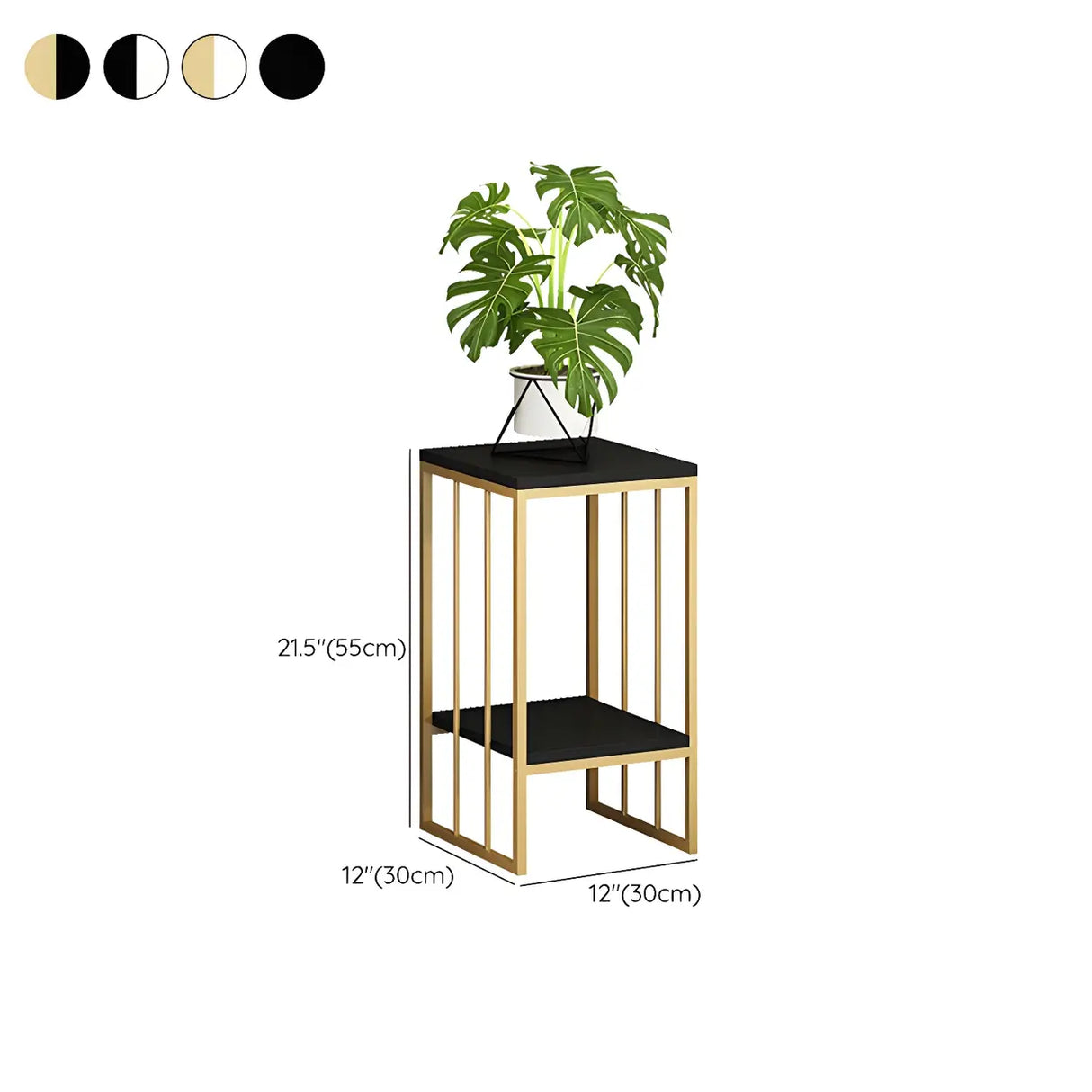 Modern Gold 2-Tier Display Square Metal Plant Stand