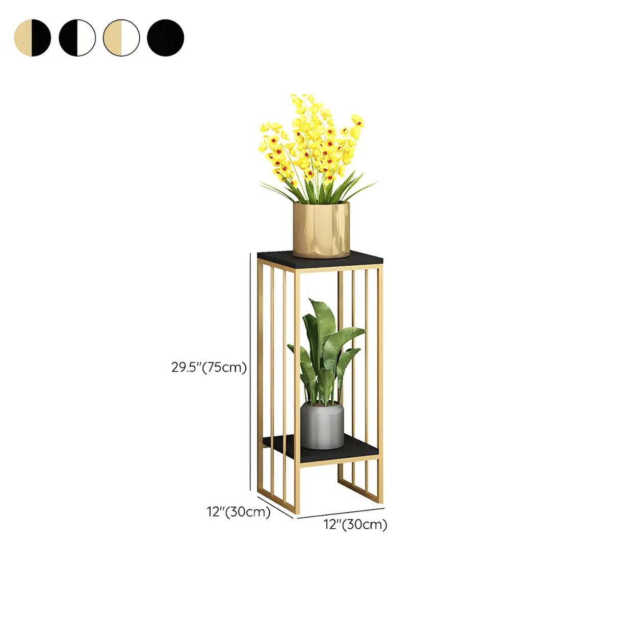 Modern Gold 2-Tier Display Square Metal Plant Stand Image - 21