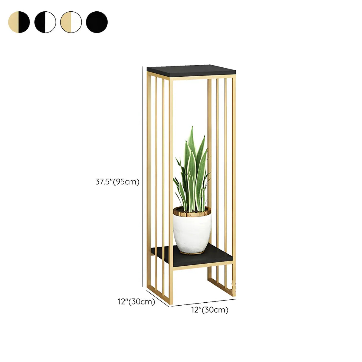 Modern Gold 2-Tier Display Square Metal Plant Stand Image - 22