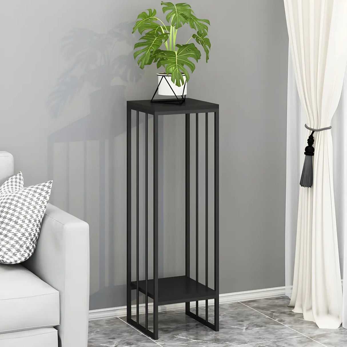 Modern Gold 2-Tier Display Square Metal Plant Stand Image - 8